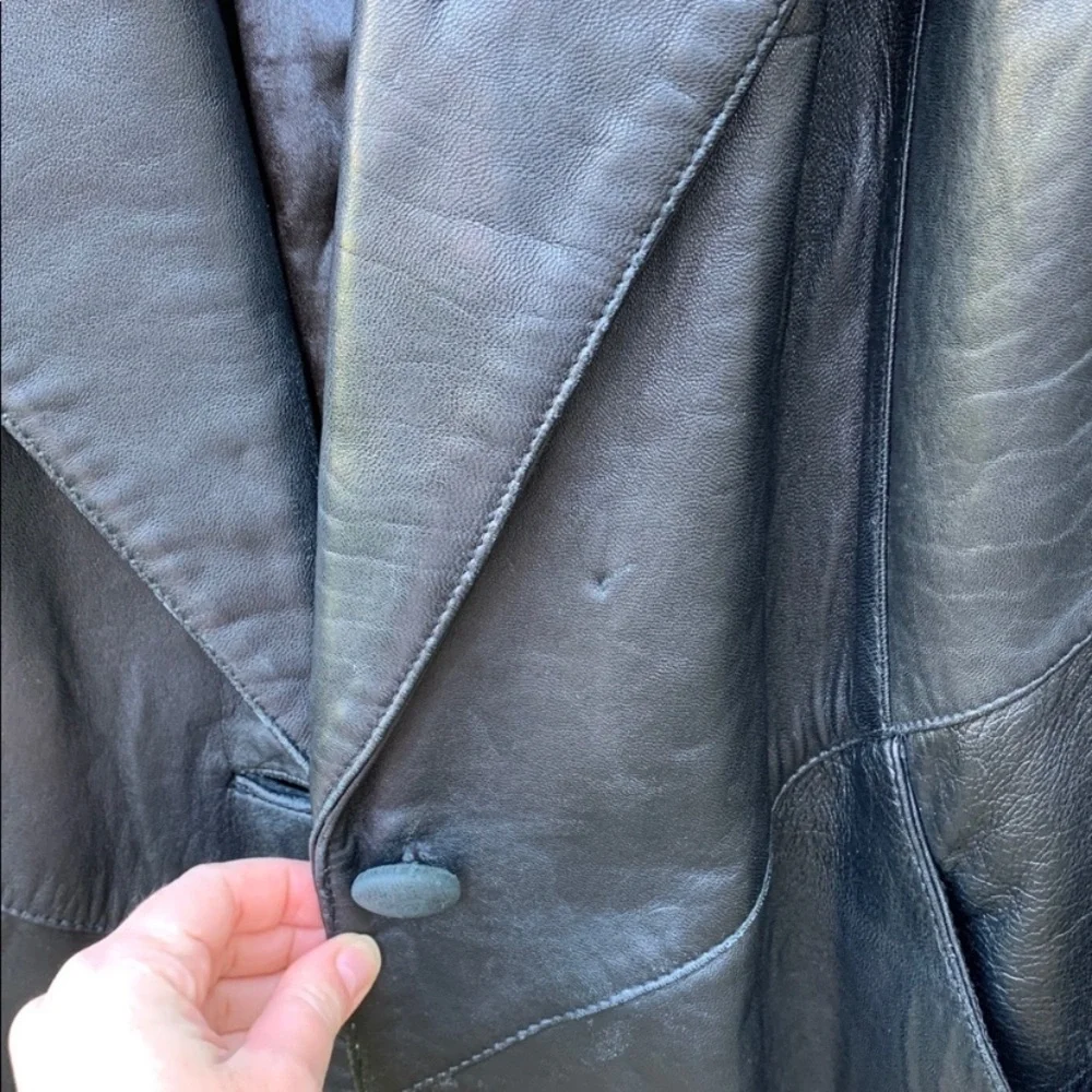 Rad 80’s Vintage Genuine Leather Duster Trench Overcoat - Picture 9 of 13